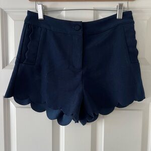 Francesca's Collections Navy Scalloped High Waist Shorts